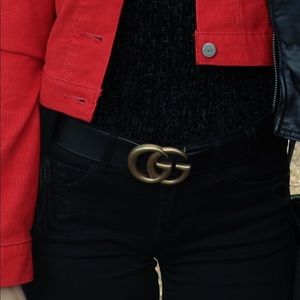 Large double G Gucci black belt